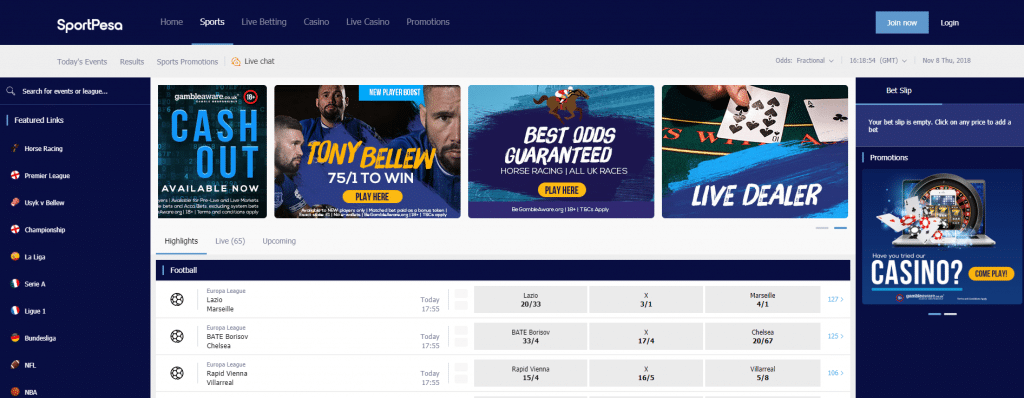 sportpesa homepage