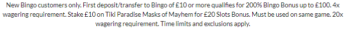 Bingo T&C
